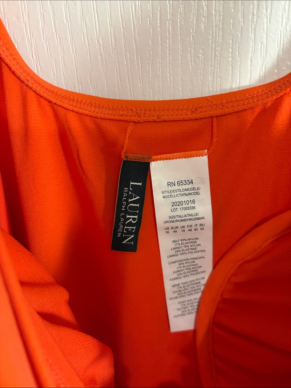 Ralph Lauren Orange Ruched One-Piece Swimsuit - Picture 2 of 9